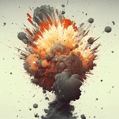 Wall Mural - Exploding sparks, fire dust and smoke, black background