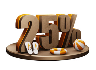 Wall Mural - summer discount 3d render of a sign on a wooden board