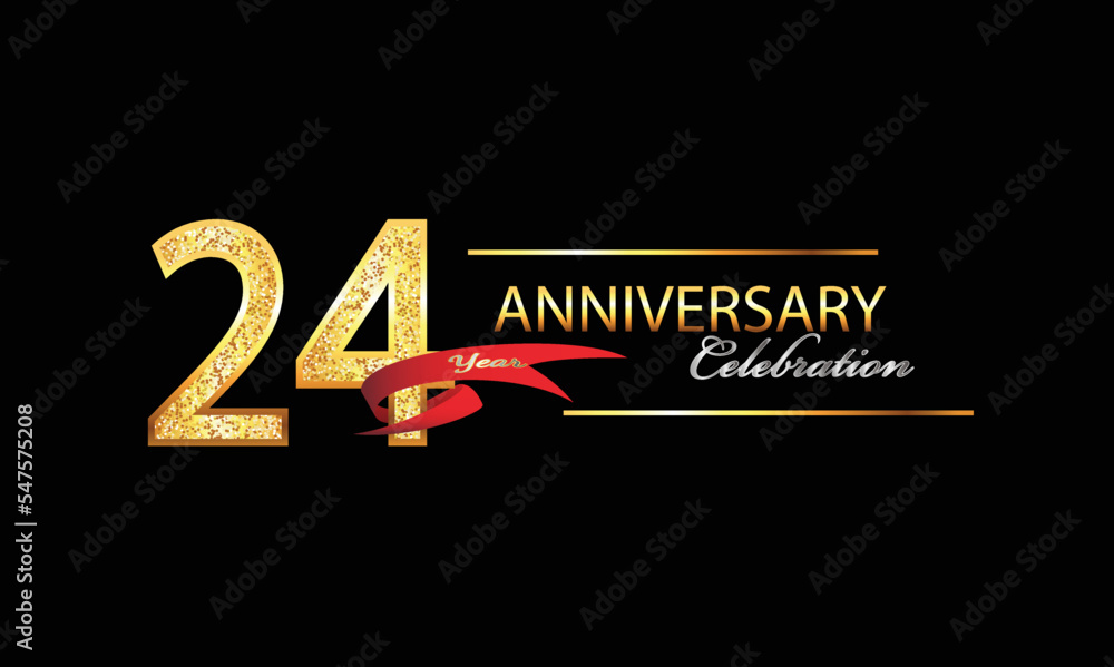 24 Year Anniversary celebration Vector Design. 24th Anniversary ...