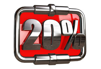 Wall Mural - steel 3d rendering red sign percentage discount isolated transparent design