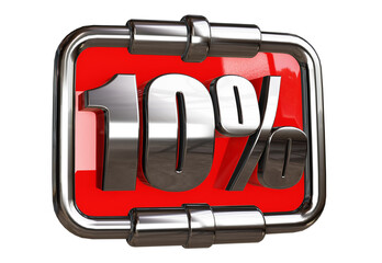 Wall Mural - steel 3d rendering red sign percentage discount isolated transparent design
