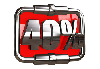 Wall Mural - steel 3d rendering red sign percentage discount isolated transparent design