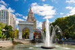 Sunny view of the Triumphal Arch of Washington Square Park