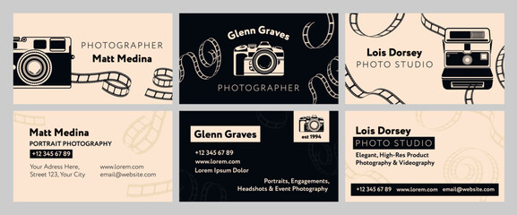 Canvas Print - Business card for photographer, template design set