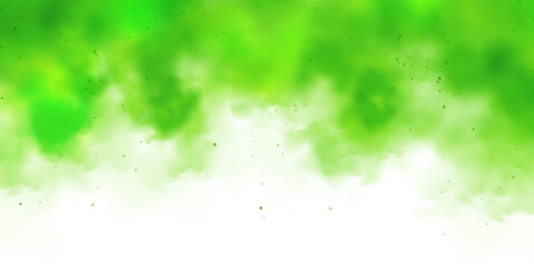 Wall Mural - Green colorful smoke clouds isolated on white background, realistic mist effect, fog. Vapor in the air, steam flow. Vector illustration