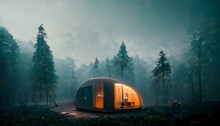 A Camper Pod In The Woods. Digital Photo