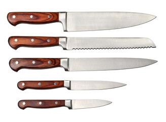 Set of steel kitchen knives