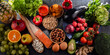 Leinwandbild Motiv Food products representing the nutritarian diet