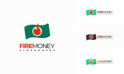 Wall Mural - fire money logo designs concept vector, fast pay logo symbol icon