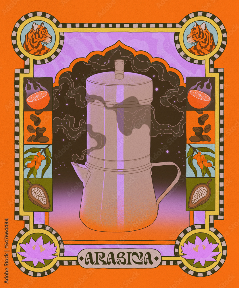 Arabica Coffee in Red Stock Illustration | Adobe Stock