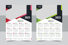 Calendar 2023 Week Start Sunday Corporate Design Template Vector, Set Of 2023 Calendar Planner Template And Cover With Place For Photo And Company Logo