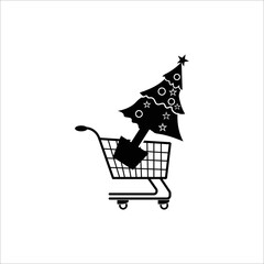 Holiday shopping bag christmas cart icon