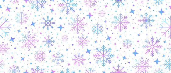 Wall Mural - abstract snowflake seamless border. snowflakes seamless pattern. snowfall repeat backdrop. winter ho