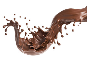 Poster - chocolate splash and pouring,isolated on white background, Include clipping path. 3d illustration.