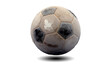 Dirty soccer ball on white background