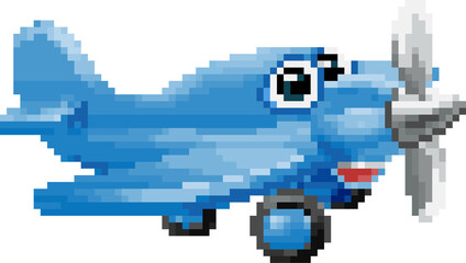 Wall Mural - Airplane 8 Bit Pixel Game Art Cartoon Character