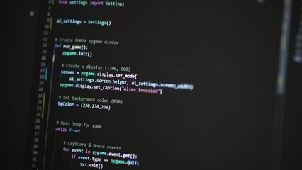 Wall Mural - developer is browsing html code on the computer screen. html web page code scrolling programming cod