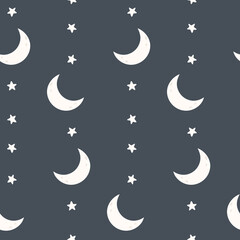 crescent moon and stars seamless pattern