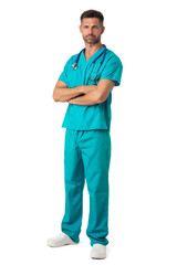 Wall Mural - Male doctor standing with arms folded