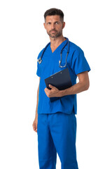 Wall Mural - Male nurse in uniform isolated on white