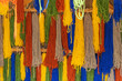 colorful background of wools skeins dyed in different colors.traditional textile industry concept