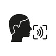 © Toxa2x2 - Command Voice ID Recognition Technology Silhouette Icon. Access Identification by Voice Glyph Pictogram. Verification Speak for Access Symbol. Voice Assistant Sign. Isolated Vector Illustration