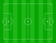 Green football field with a tactical scheme of the arrangement of players of two soccer teams on the board, organisation of a game diagram for a fantasy league coach. Vector.
