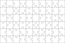 Puzzles Grid Template 10x6. Jigsaw Puzzle Pieces, Thinking Game And  Jigsaws Detail Frame Design. Business Assemble Metaphor Or Puzzles Game Challenge Vector.