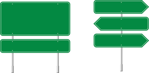 blank signs vector for information of road direction, maps, text or banner. road sign in realistic s