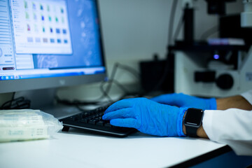 using a computer in the laboratory