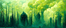Digital Art Of A Green Forest Ai-generated