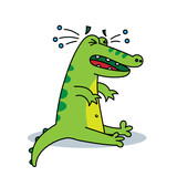 Fototapeta Dinusie - Colored vector illustration of a crocodile that cries