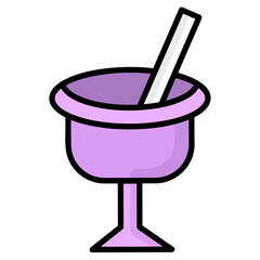 Poster - Vector illustration of a purple coctail glass with a straw in it on a white background