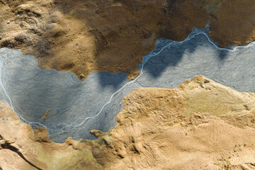 Wall Mural - drone view of the river in the glacier valley. view of the moraines. landscape from the air. river o