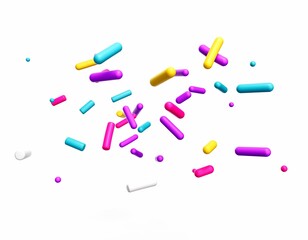 Poster - Digital 3D render of colorful decorative sprinkles isolated on a white background