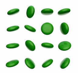 Poster - 3D render of round green sweet candy drops isolated on a white background