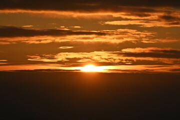 Canvas Print - A glimmering spectacle in the silhouette of the sunrise morning glow. Natural background material.