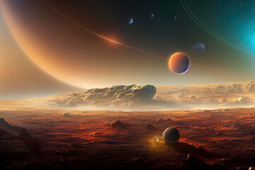 Wall Mural - alien world, deep space landscape