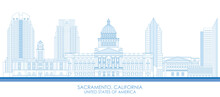 Outline Skyline Panorama Of Sacramento, California, United States - Vector Illustration