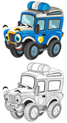 Wall Mural - happy cartoon off road heavy truck car isolated illustration