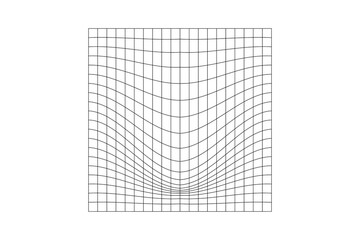 distorted square grid. geometric deformation effect. mesh warp texture. convex futuristic net. gravi