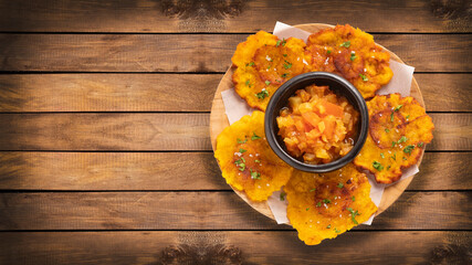 Poster - Patacon or toston, fried and flattened pieces of green plantain