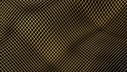 Gold mathematical geometric grid line wave under black-white background. Concept 3D CG of sports technology, strategic ideas and intellectual analysis of operations.