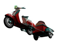 3D Illustration , 3d Rendering .  Perspective View . Red Scooter