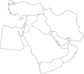 Wall Mural - doodle freehand drawing of middle east countries map.