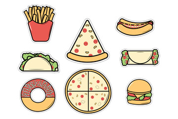 cute fast food sticker illustration graphic