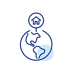 Wall Mural - user home location on earth globe. pixel perfect, editable stroke line icon