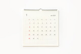 Fototapeta Miasto - January 2023 calendar page on white. Calendar background for reminder, business planning, appointment meeting and event.