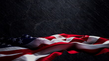 Presidents Day Banner With United States Flag, Black Slate Background And Copy-Space.