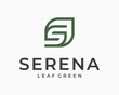 Letter S Leaf Green Plant Nature Organic Line Minimalist Linear Simple Mark Vector Logo Design